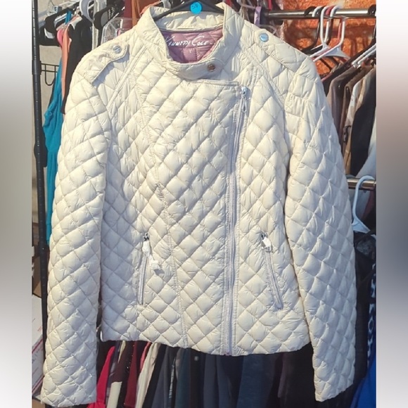 Kenneth Cole New York Off White Quilted Puffer Jacket NWT - Picture 1 of 9